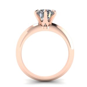 Anel de noivado de diamante redondo de 6 pinos em ouro rosa - Foto 1