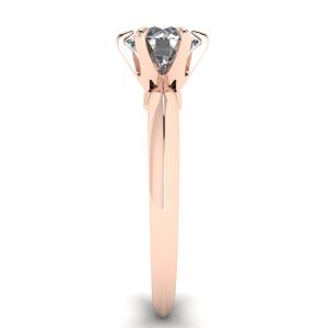 Anel de noivado de diamante redondo de 6 pinos em ouro rosa - Foto 2