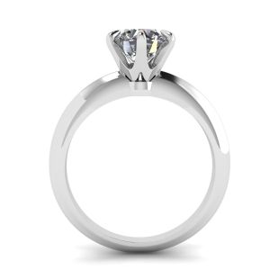 Anel de noivado de diamante redondo de 6 pinos em ouro branco - Foto 1