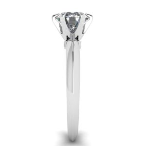 Anel de noivado de diamante redondo de 6 pinos em ouro branco - Foto 2