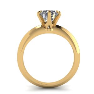 Anel de noivado de diamante redondo de 6 pinos em ouro amarelo - Foto 1
