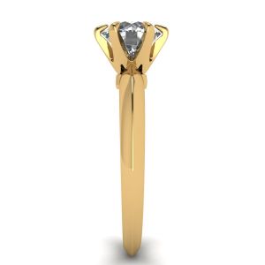 Anel de noivado de diamante redondo de 6 pinos em ouro amarelo - Foto 2
