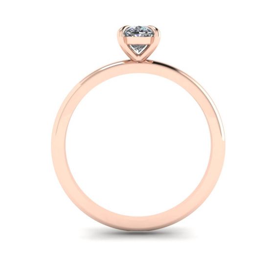 Clássico anel solitário de diamante oval ouro rosa, More Image 0