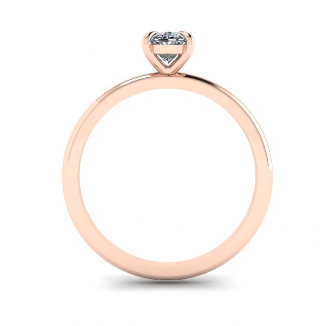 Clássico anel solitário de diamante oval ouro rosa - Foto 1