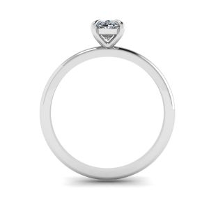 Clássico anel solitário de diamante oval ouro branco - Foto 1