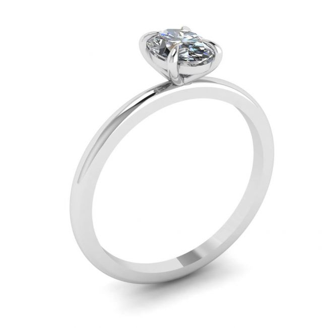 Clássico anel solitário de diamante oval ouro branco - Foto 3