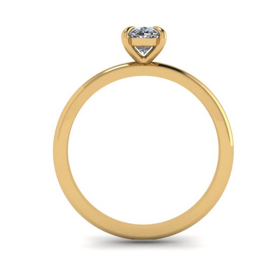 Clássico anel solitário de diamante oval ouro amarelo, More Image 0