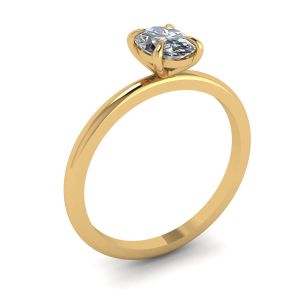 Clássico anel solitário de diamante oval ouro amarelo - Foto 3