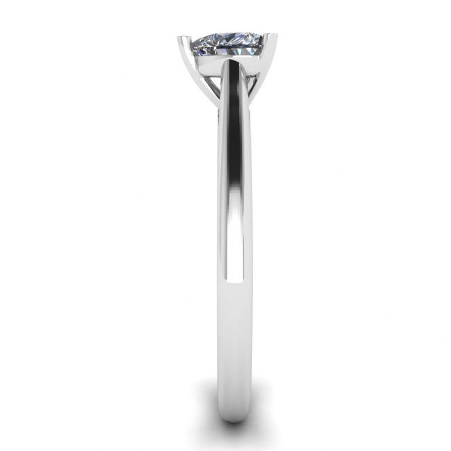 Clássico Coração Diamante Anel Solitário Ouro Branco - Foto 2