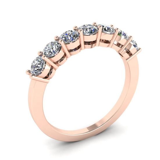 Anel de diamante eterno com sete pedras em ouro rosa 18K,  Ampliar imagem 4