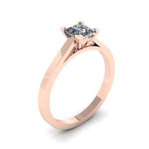 Anel de diamante com lapidação princesa em ouro rosa 18K - Foto 3