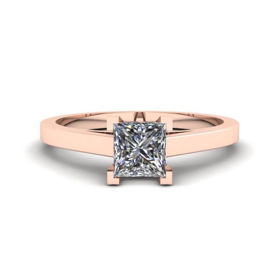 Anel de diamante com lapidação princesa em ouro rosa 18K, Ampliar imagem 1
