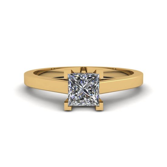 Anel de diamante com lapidação princesa em ouro amarelo 18K, Ampliar imagem 1