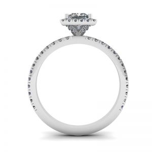 Anel de noivado de diamante com halo flutuante corte princesa - Foto 1