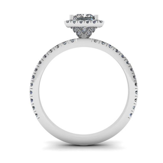 Anel de noivado de diamante com halo flutuante corte princesa,  Ampliar imagem 2
