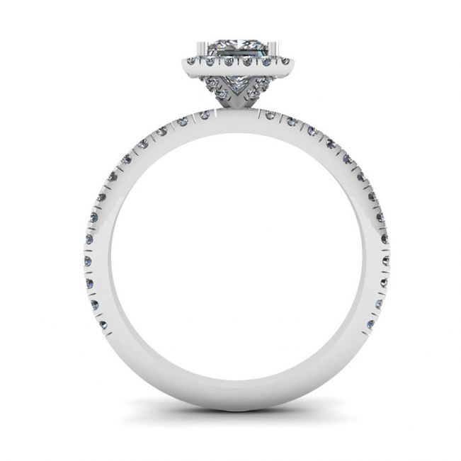 Anel de noivado de diamante com halo flutuante corte princesa - Foto 1