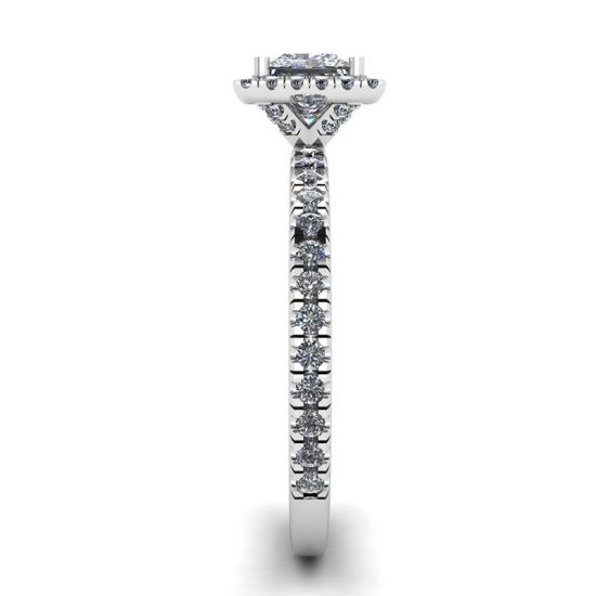 Anel de noivado de diamante com halo flutuante corte princesa,  Ampliar imagem 3
