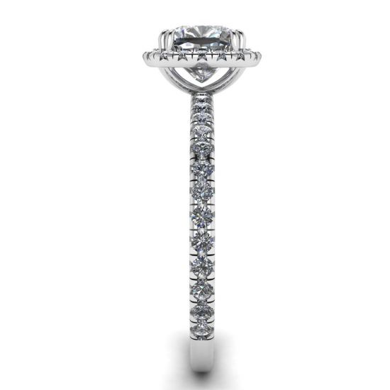 Anel de noivado com auréola de diamante almofada,  Ampliar imagem 3