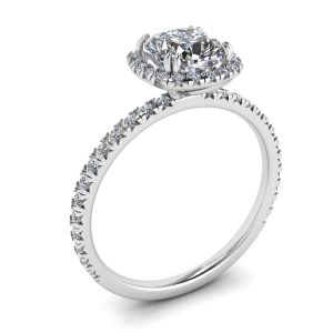 Anel de noivado com auréola de diamante almofada - Foto 3
