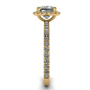 Almofada anel de noivado com auréola de diamante ouro amarelo - Foto 2
