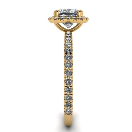 Almofada anel de noivado com auréola de diamante ouro amarelo,  Ampliar imagem 3
