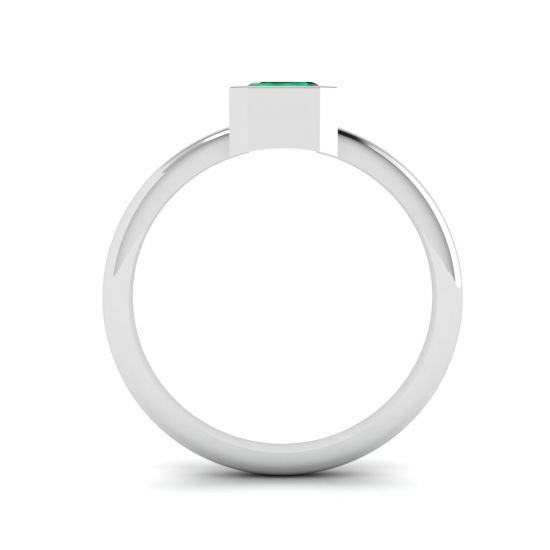 Elegante anel quadrado de esmeralda em ouro branco 18K, More Image 0