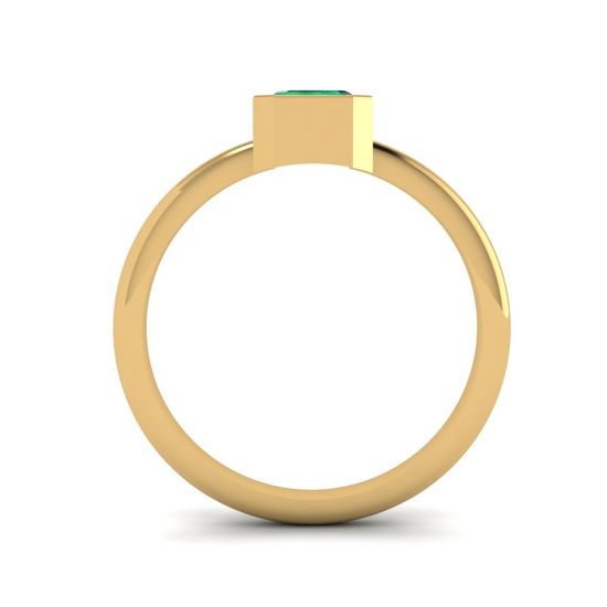 Elegante anel quadrado de esmeralda em ouro amarelo 18K,  Ampliar imagem 2