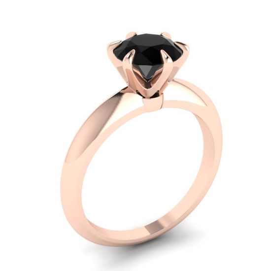 Anel de noivado ouro rosa 1 quilate diamante negro 2980R,  Ampliar imagem 4