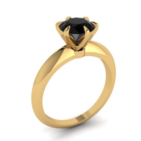 Anel de noivado Ouro amarelo 1 quilate Diamante negro,  Ampliar imagem 4