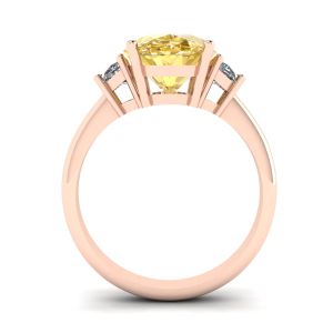 Diamante amarelo oval com diamantes brancos meia-lua lateral ouro rosa - Foto 1