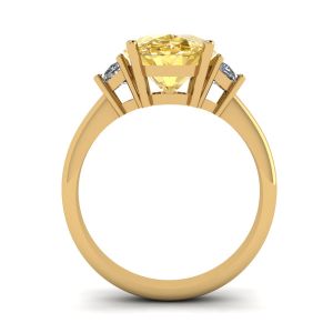 Diamante amarelo oval com anel de diamantes brancos meia-lua lateral ouro amarelo - Foto 1