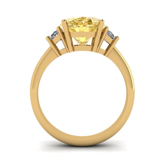 Diamante amarelo oval com anel de diamantes brancos meia-lua lateral ouro amarelo,  Ampliar imagem 2