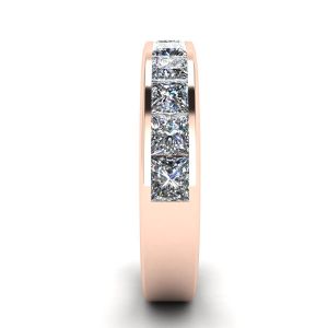 Anel Eternity Princess Cut Diamante Ouro Rosa - Foto 2
