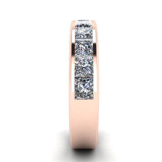 Anel Eternity Princess Cut Diamante Ouro Rosa, More Image 1