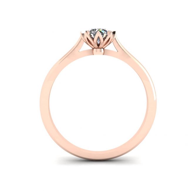 Anel de noivado de diamante de lótus ouro rosa - Foto 1