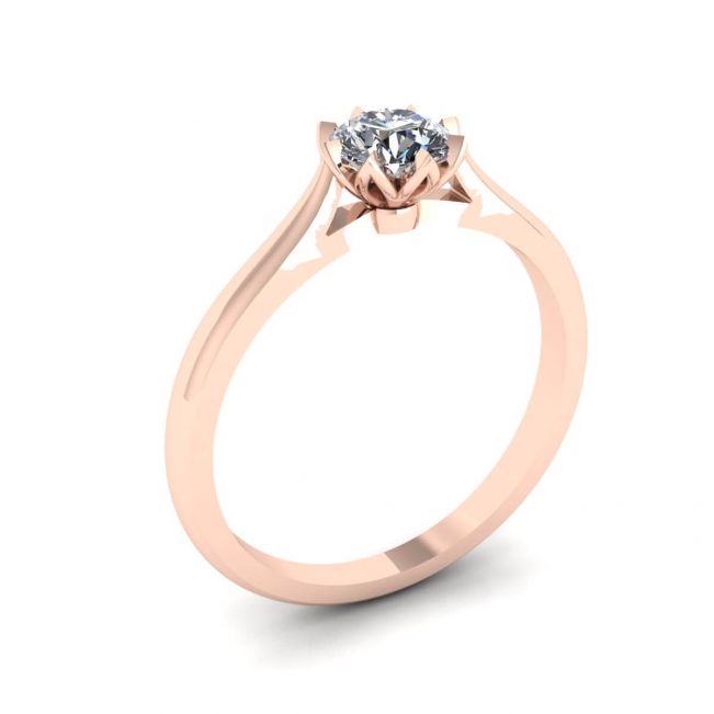 Anel de noivado de diamante de lótus ouro rosa - Foto 3