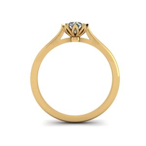 Anel de noivado de diamante de lótus ouro amarelo - Foto 1