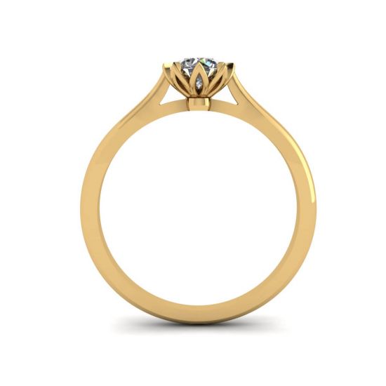 Anel de noivado de diamante de lótus ouro amarelo,  Ampliar imagem 2