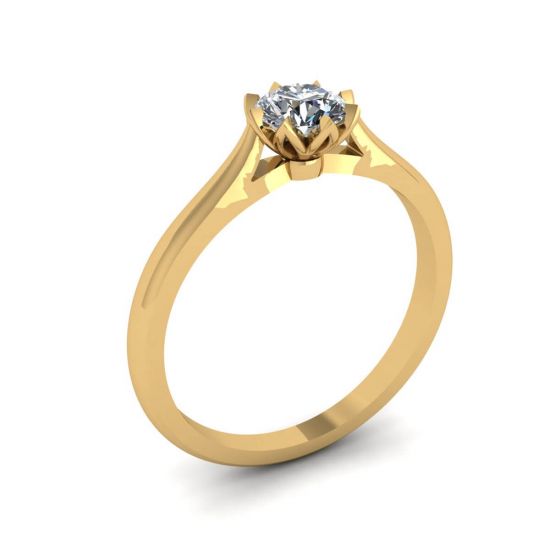 Anel de noivado de diamante de lótus ouro amarelo,  Ampliar imagem 4