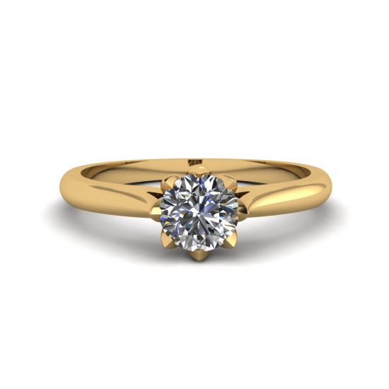 Anel de noivado de diamante de lótus ouro amarelo, Ampliar imagem 1