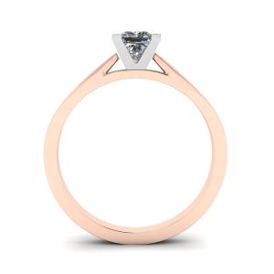 Anel de diamante quadrado em ouro branco e rosa - Foto 1
