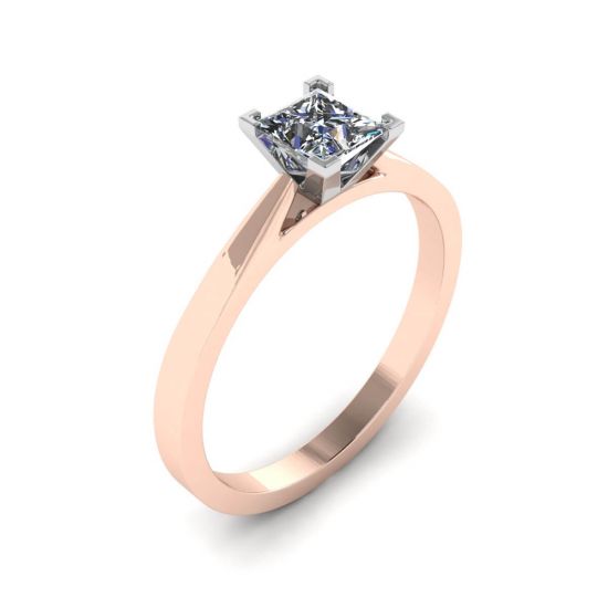 Anel de diamante quadrado em ouro branco e rosa,  Ampliar imagem 4