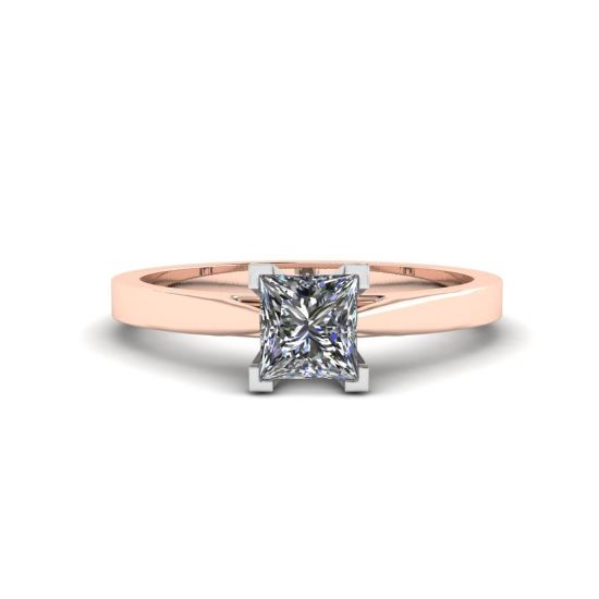 Anel de diamante quadrado em ouro branco e rosa, Imagem 1