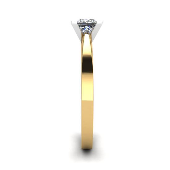 Anel de diamante corte princesa estilo futurista em ouro amarelo, More Image 1