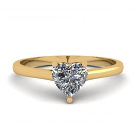 Anel Plano Simples com Coração Diamante Ouro Amarelo