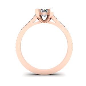 Anel de design com diamante redondo e ouro rosa pavê - Foto 1