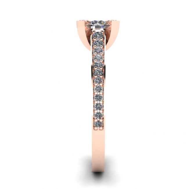 Anel de design com diamante redondo e ouro rosa pavê - Foto 2