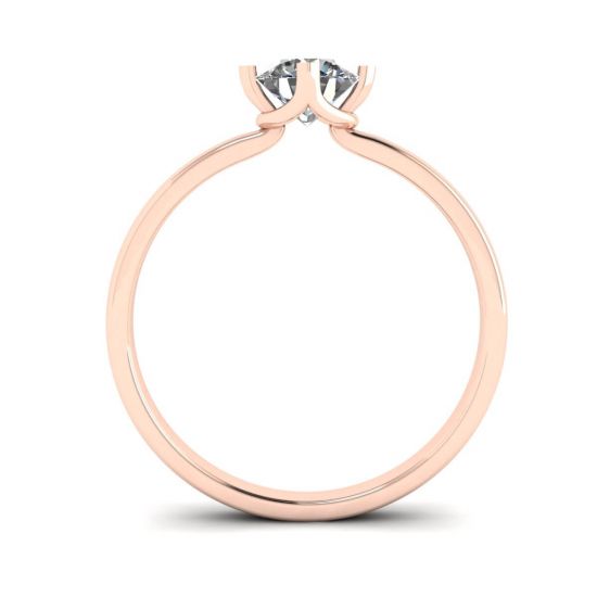 Anel de diamante redondo estilo ponta invertida em ouro rosa,  Ampliar imagem 2
