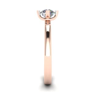 Anel de diamante redondo estilo ponta invertida em ouro rosa - Foto 2