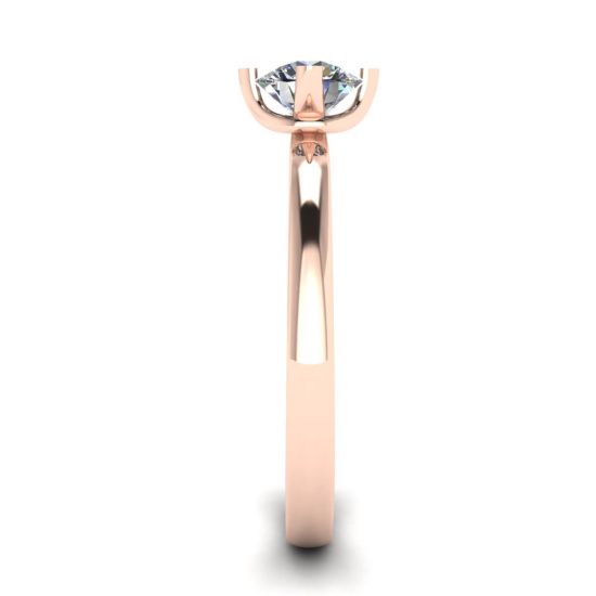 Anel de diamante redondo estilo ponta invertida em ouro rosa,  Ampliar imagem 3